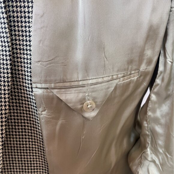 Nordstrom Mens Black and Beige Houndstooth Blazer Euro-300 Tailored USA Size M - Picture 8 of 11